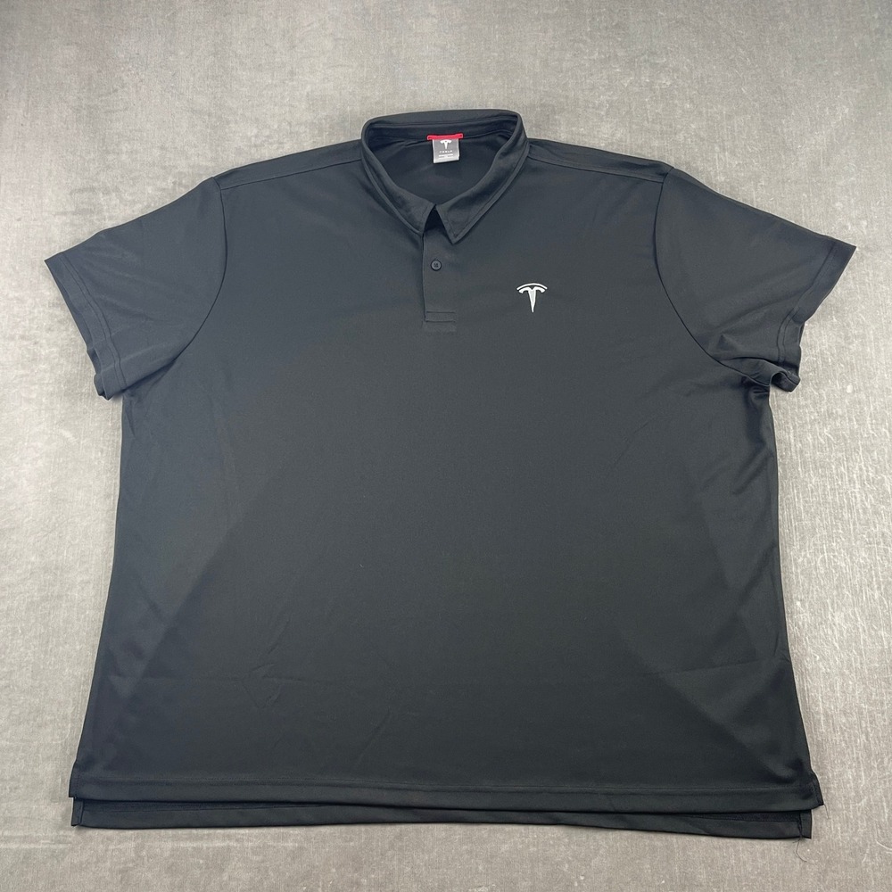 Tesla Mens 4X Black Polo Shirt Short Sleeve Embroidered Logo Performance Tee